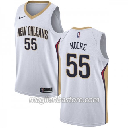 Maglia NBA New Orleans Pelicans ETwaun Moore 55 Nike 2017-18 Bianco Swingman - Uomo